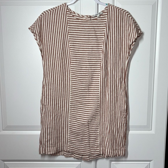 Madewell Dresses & Skirts - Madewell Rust Stripe Play Button-Back Tee Dress